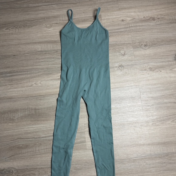 Black and Teal Jumpsuit Bodysuit Spaghetti strap tight fitting size S - Picture 4 of 6